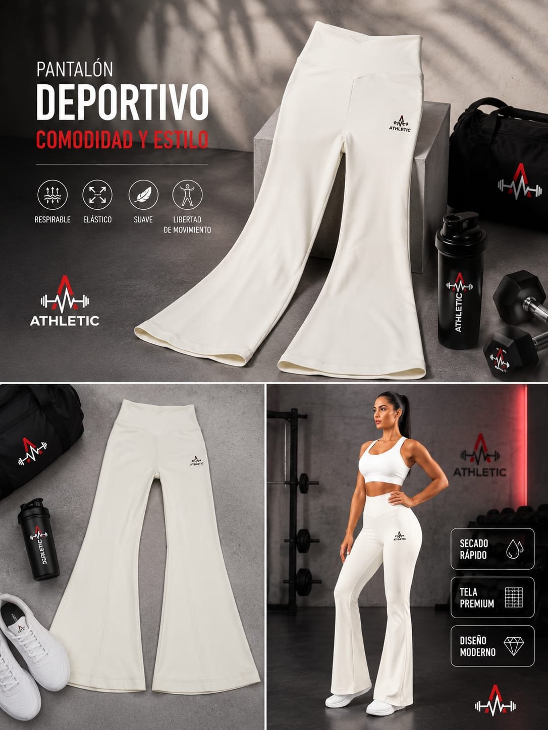 Athletic Flare Performance Leggings Ivory