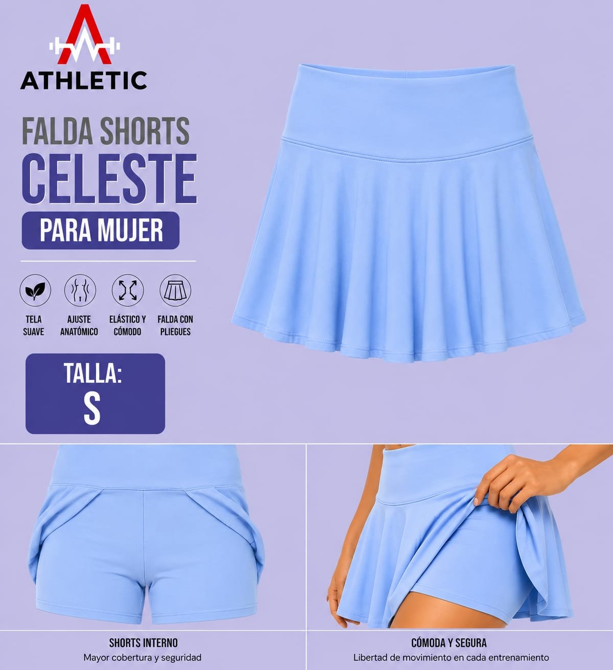 Athletic Falda Shorts Active Skirt