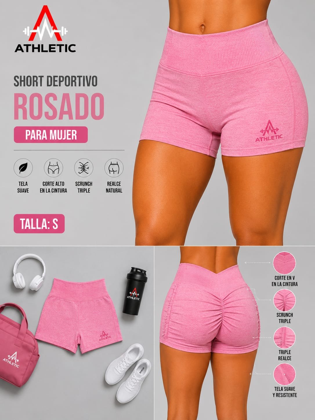 Athletic V-Sculpt Triple Scrunch Short